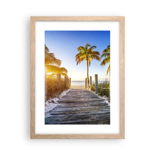 Poster în ramă de stejar deschis - Direct în paradis - 30x40 cm