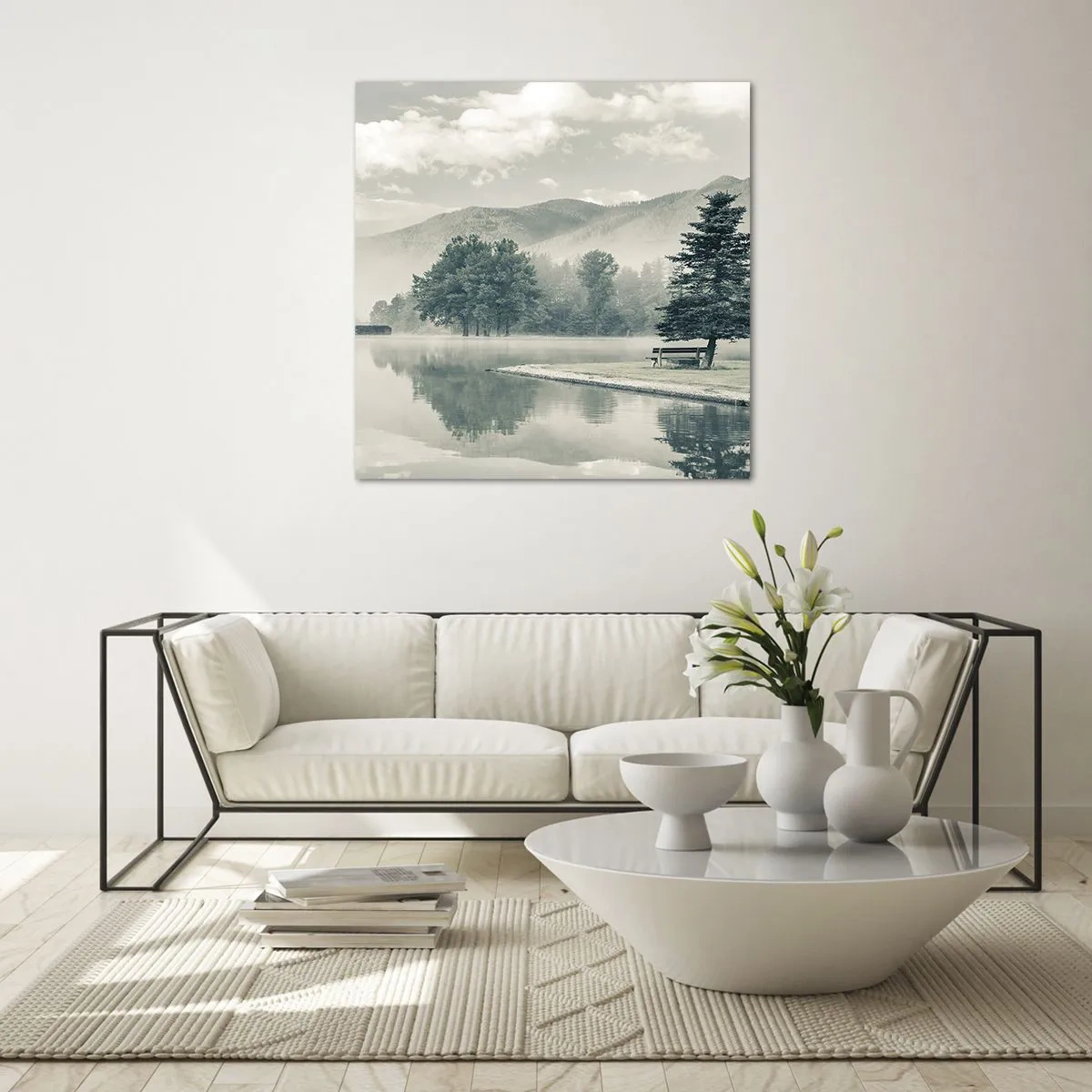 Tablou pe sticlă - Lacul încă doarme - 60x60 cm