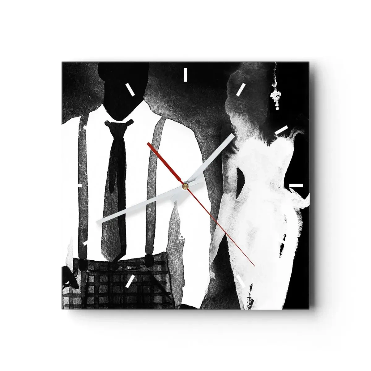 Ceas de perete - Ceas pe sticlă - Într-o atmosferă noir - 40x40 cm