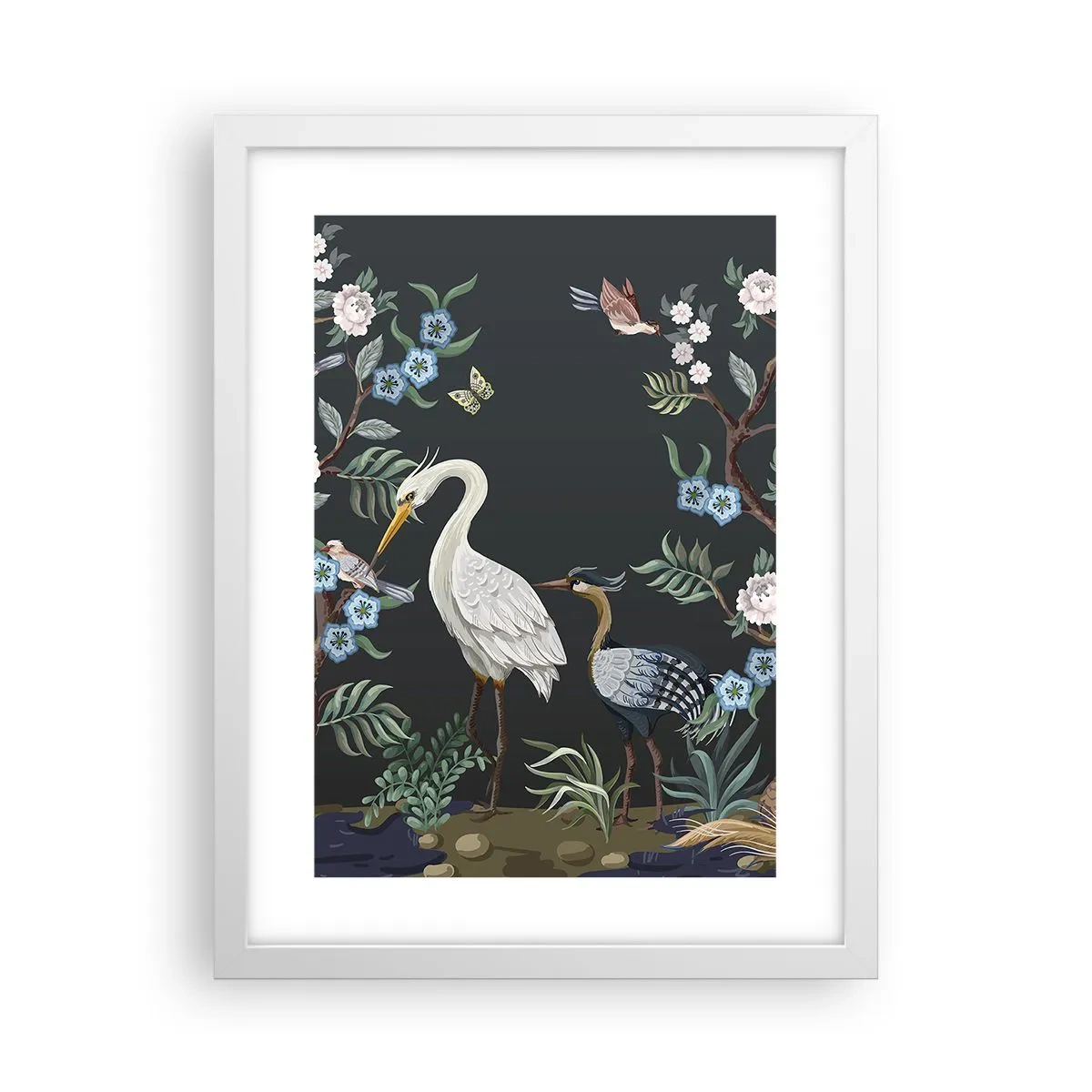 Poster în ramă albă - Parada păsărilor - 30x40 cm