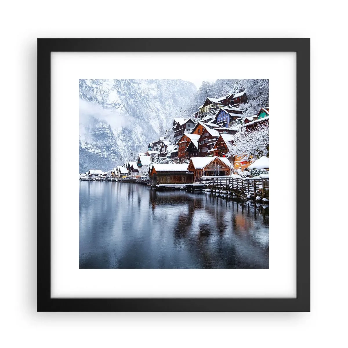Poster în ramă neagră - În decor de iarnă - 30x30 cm