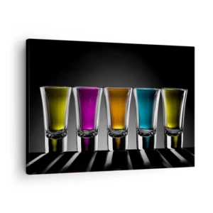 Tablou pe pânză Canvas - Ochelari colorați pe fundal negru - 70x50cm - Culori de bucurie - Decorațiune modernă pentru perete pentru living și dormitor ARTTOR