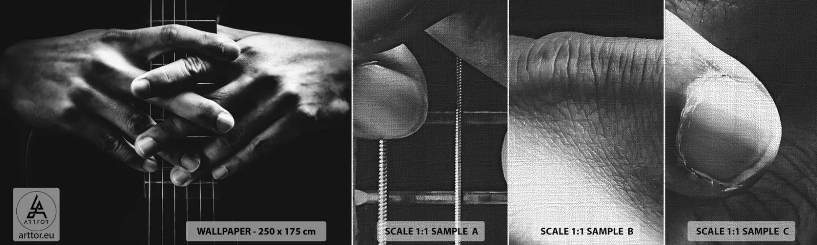 Mostră tapet Premium Canvas - Rugăciunea artistului - Chitarist, Muzician, Chitară - 100x30 cm