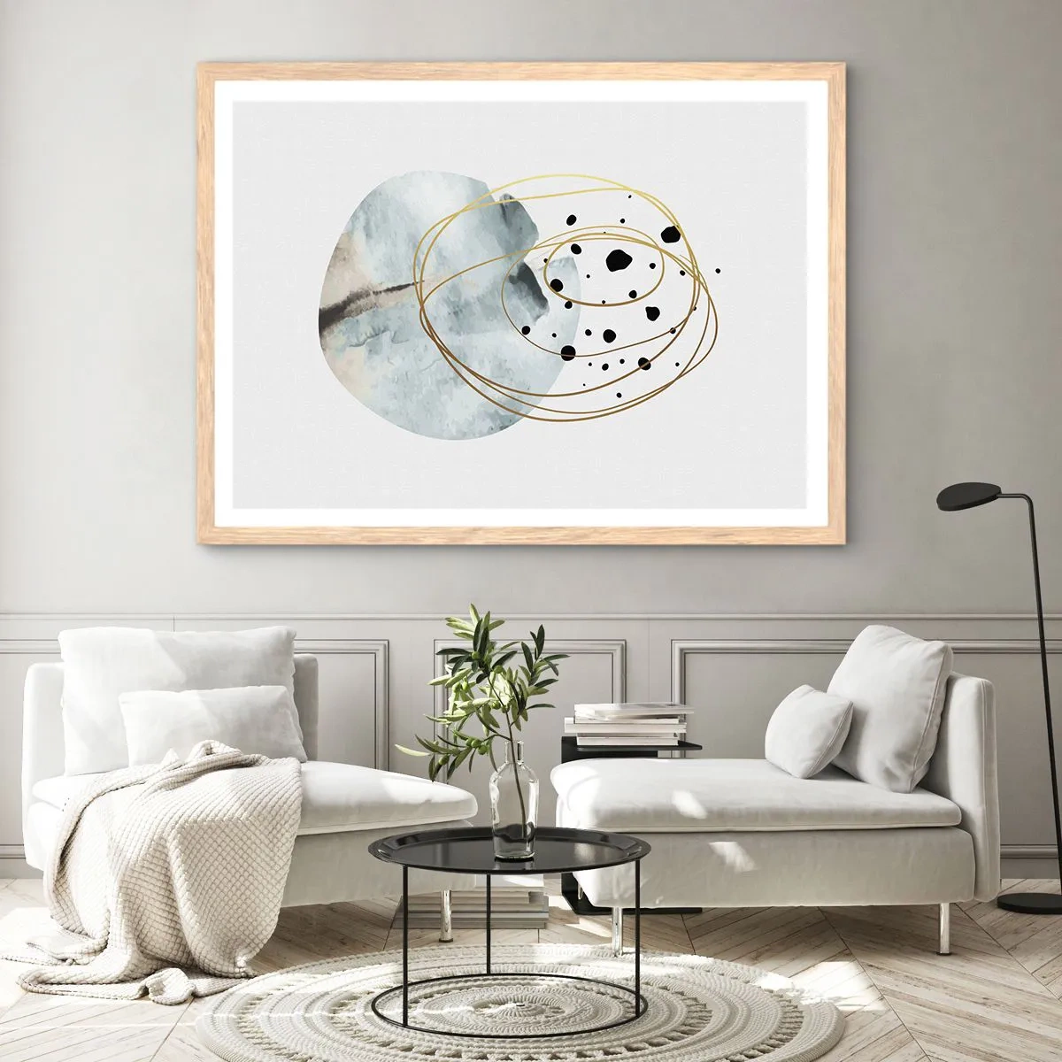 Poster în ramă de stejar deschis - În îmbrățișarea spațiului - 50x40 cm