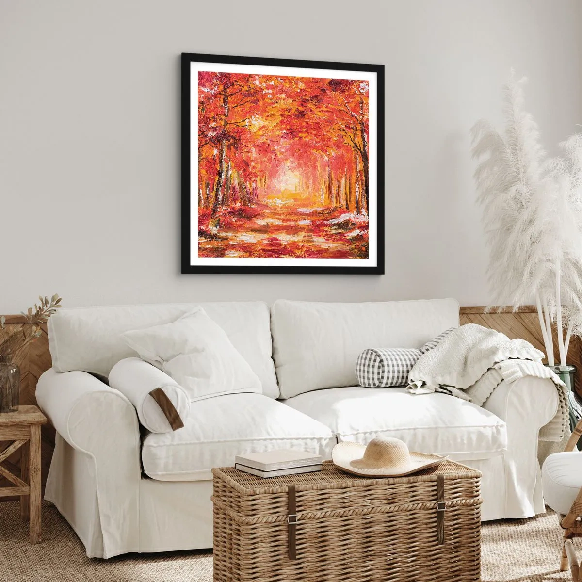 Poster în ramă neagră - Pădurea de cupru - 60x60 cm