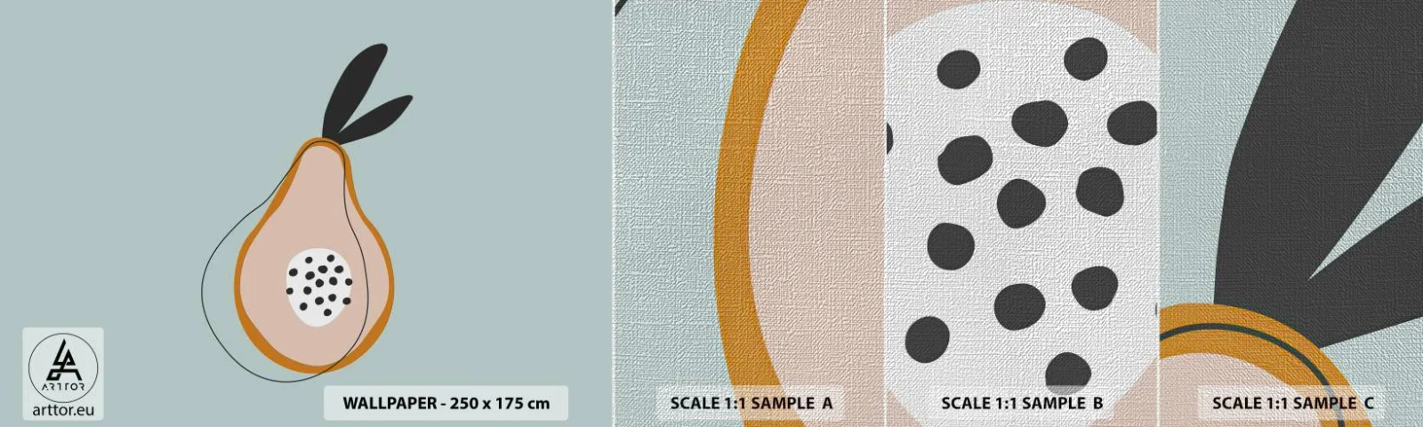 Mostră tapet Premium Canvas - Pătrunzând în natura lucrurilor - Grafică, Pară, Bucată - 100x30 cm