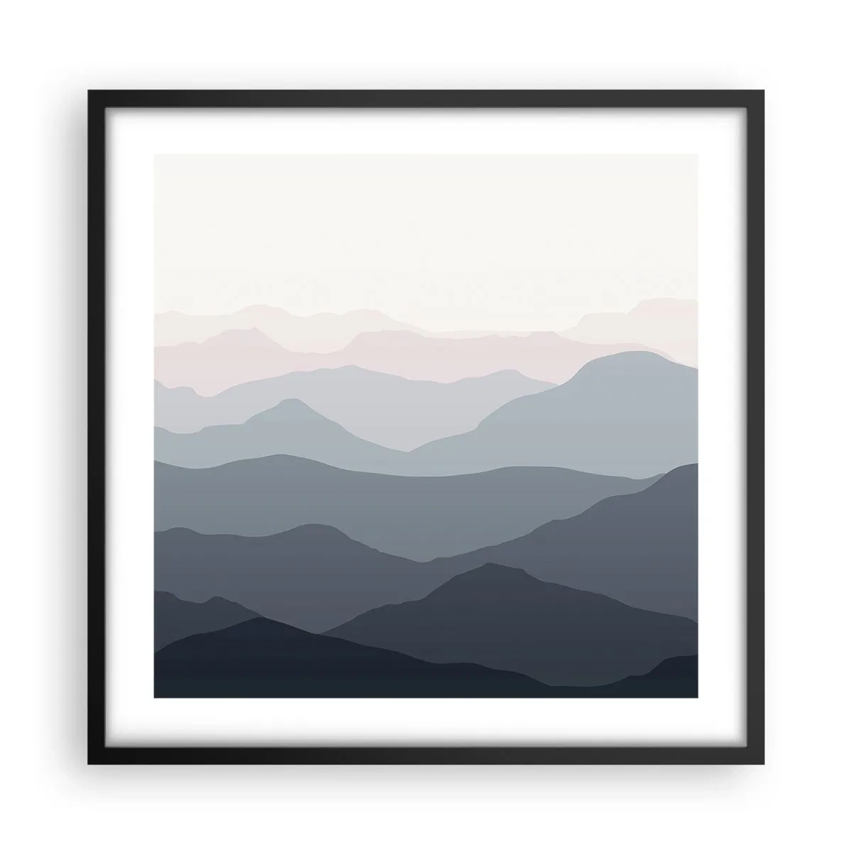 Poster în ramă neagră - Valuri de munți - 50x50 cm