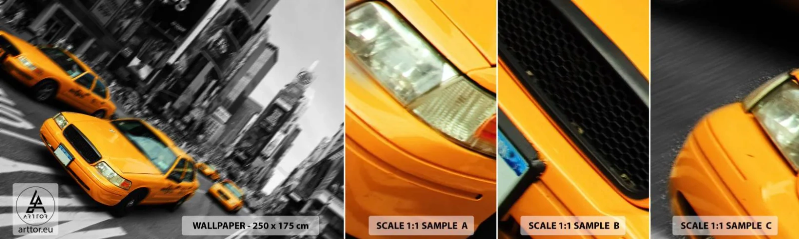 Mostră tapet autocolant Deluxe Sticker - Picături de soare la New York - Oraș, Ney York, Taxi - 100x30 cm