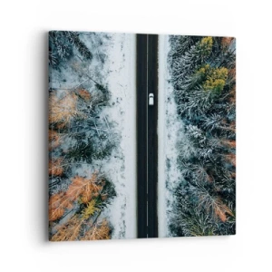 Tablou pe pânză - Prin pădurea de iarnă - 40x40 cm