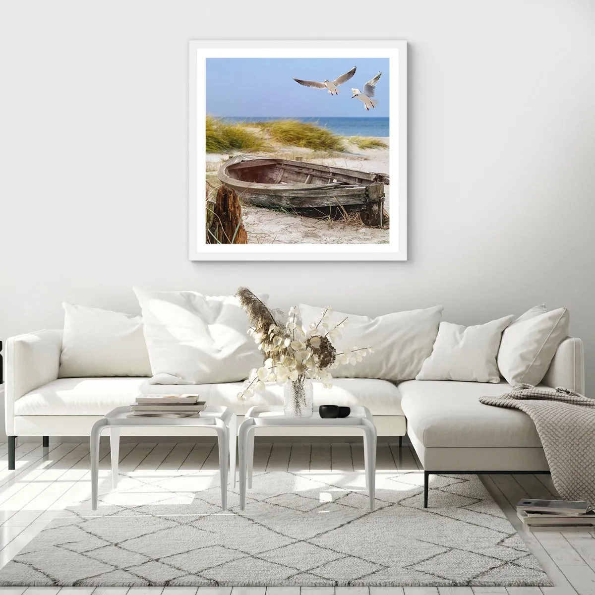 Poster în ramă albă - Scăldate în vânt - 60x60 cm