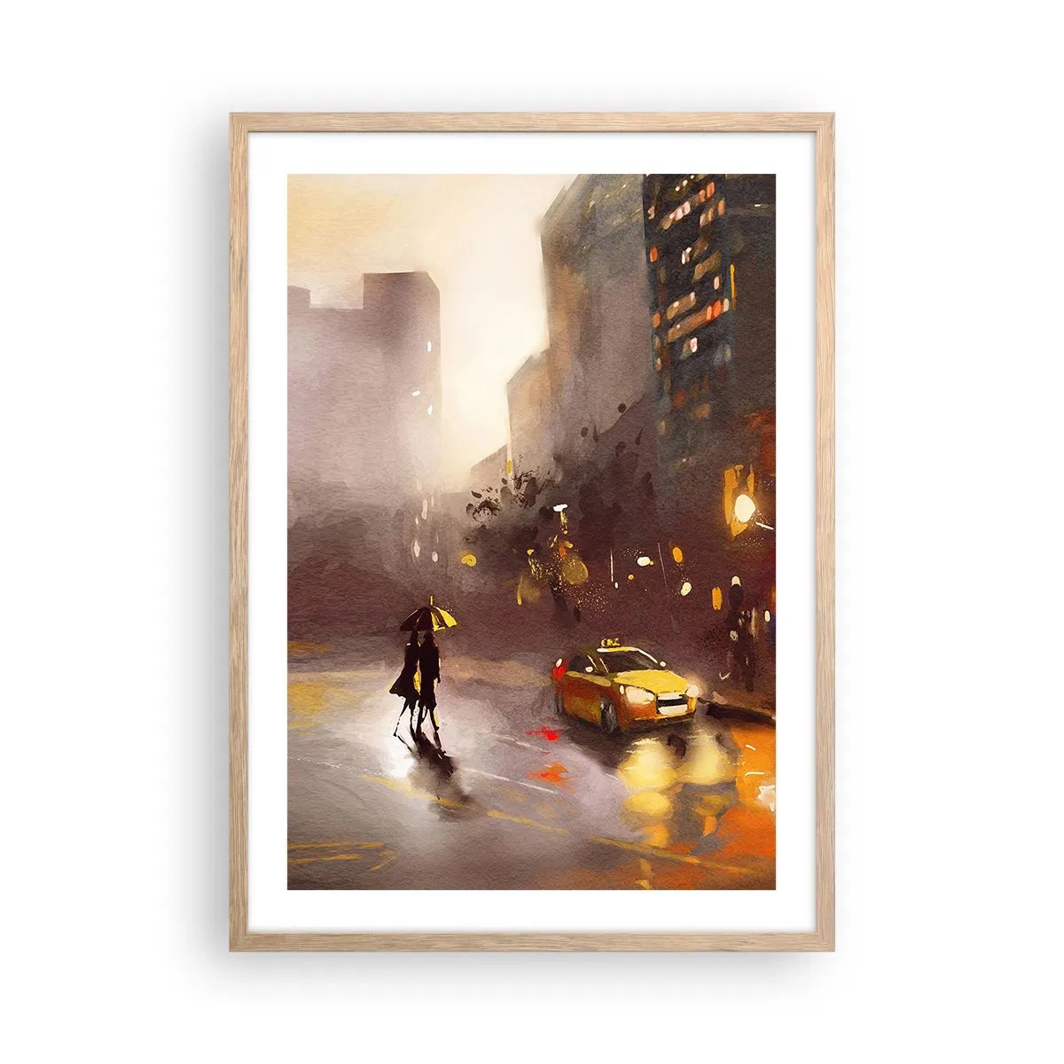 Poster în ramă de stejar deschis - În luminile New York-ului - 50x70 cm