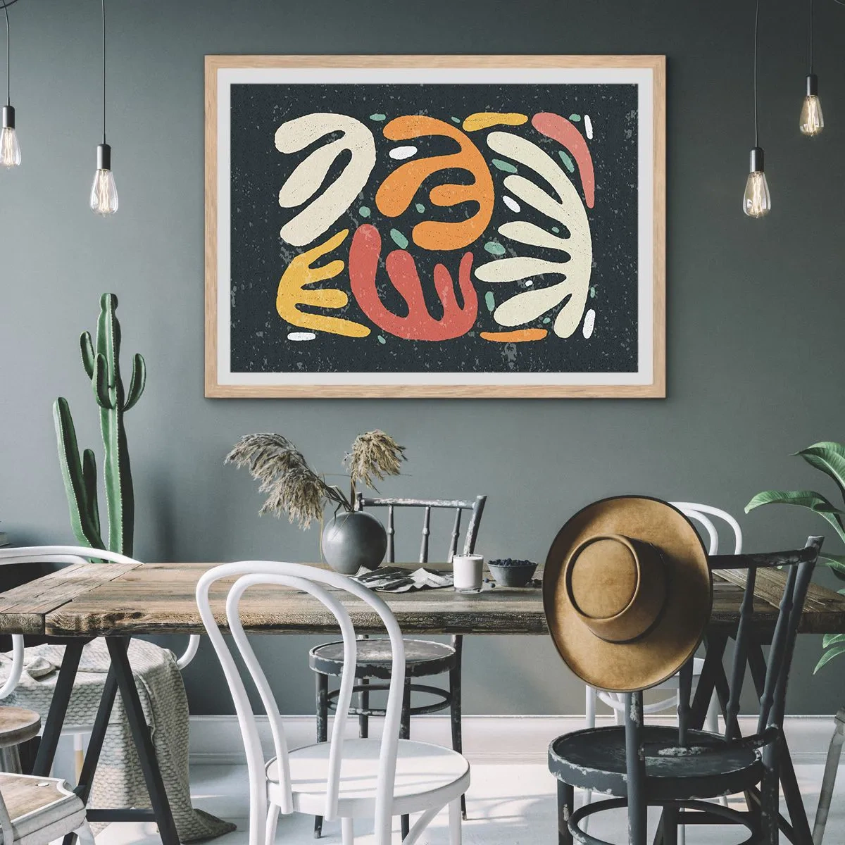 Poster în ramă de stejar deschis - Compoziție - te-am prins - 40x30 cm