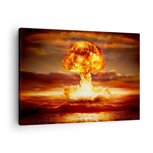Tablou pe pânză Canvas - Explozie de nor ciupercă pe fundalul unui apus de soare - 70x50cm - Și sfârșitul va veni - Decorațiune modernă pentru perete pentru living și dormitor ARTTOR