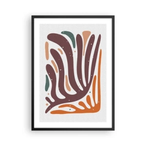 Poster în ramă neagră - Abstracție organică în nuanțe calde de maro și portocaliu - 50x70cm - Compoziție organică radială - Decorațiune modernă pentru perete pentru living și dormitor ARTTOR