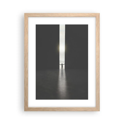 Poster în ramă de stejar deschis - Un pas spre un viitor luminos - 30x40 cm