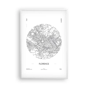 Poster în ramă albă - Anatomia Florenței - 61x91 cm