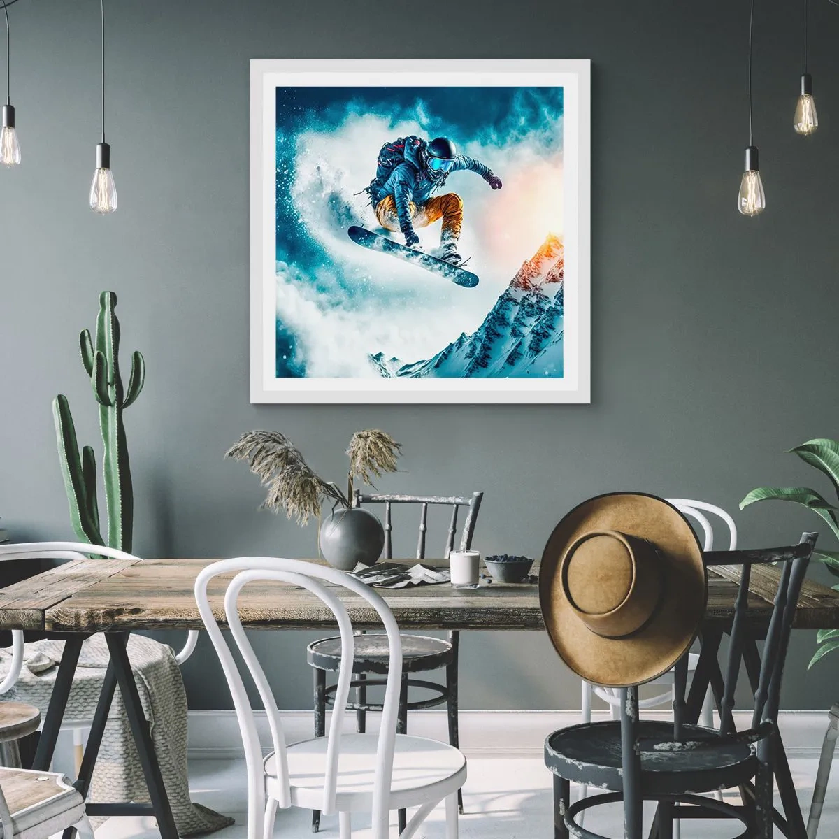 Poster în ramă albă - Emoții extreme - 40x40 cm