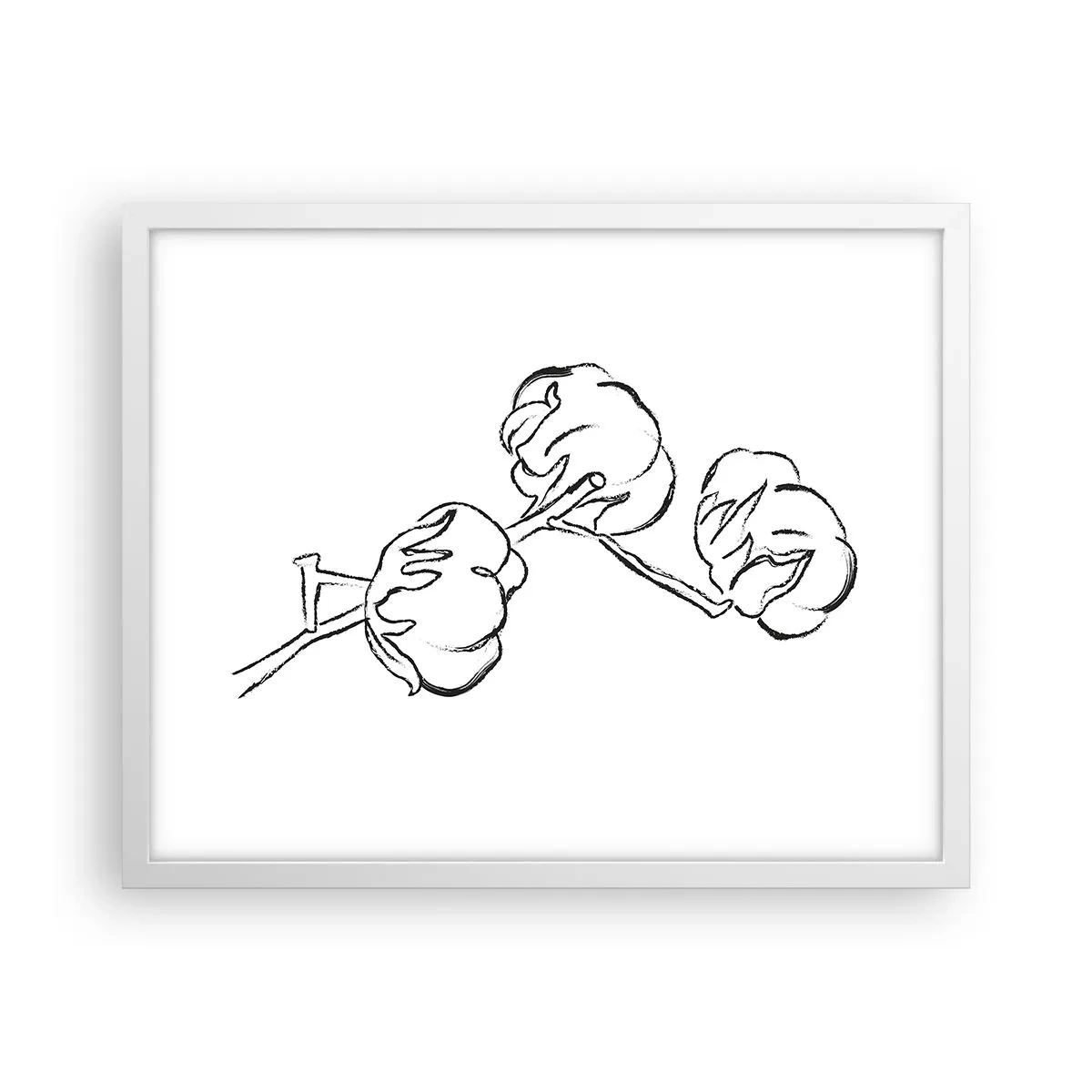 Poster în ramă albă - Pufuri de bumbac - 50x40 cm