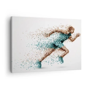 Tablou pe pânză Canvas - O figură dinamică de alergător compusă din particule minuscule - 70x50cm - Viața este o cursă - Decorațiune modernă pentru perete pentru living și dormitor ARTTOR