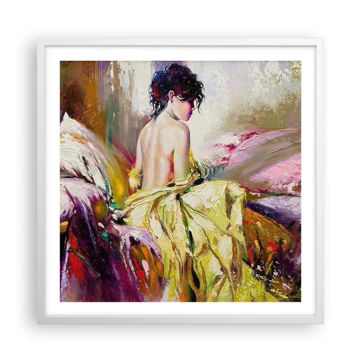 Poster în ramă albă - Mi-aș muia buzele în paharul cu vin de pe masa ta - 60x60 cm