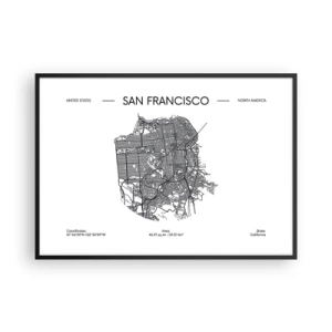 Poster în ramă neagră - Anatomia San Francisco - 100x70 cm