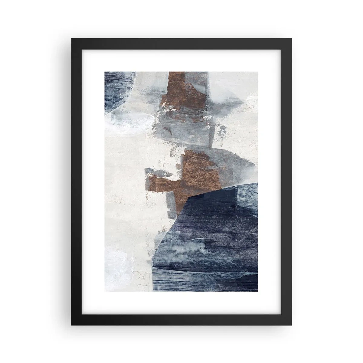 Poster în ramă neagră - Forme albastre-maronii - 30x40 cm