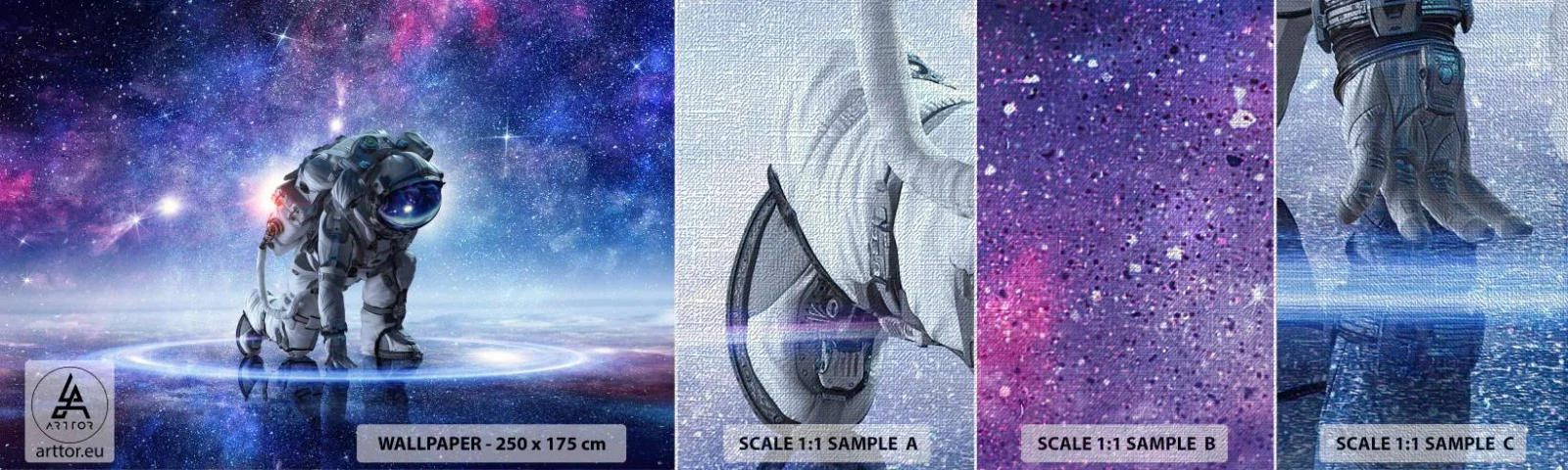 Mostră tapet Premium Canvas - Cerul înstelat de deasupra mea - Cosmonaut, Cosmos, Astronaut - 100x30 cm