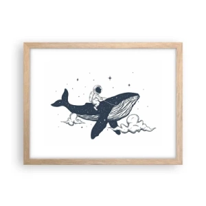 Poster în ramă de stejar deschis - Aventura spațială - 40x30 cm