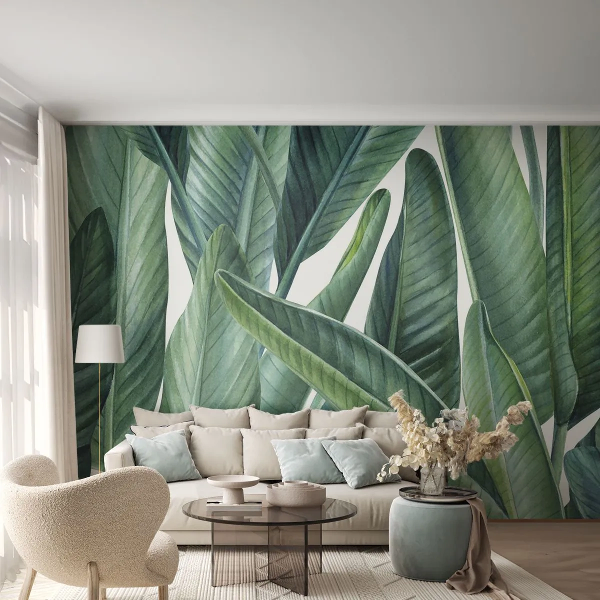 Tapet Autoadeziv Deluxe Sticker - Verdeața în sine - Frunze verzi, Planta tropicala, Natură - 250x175 cm