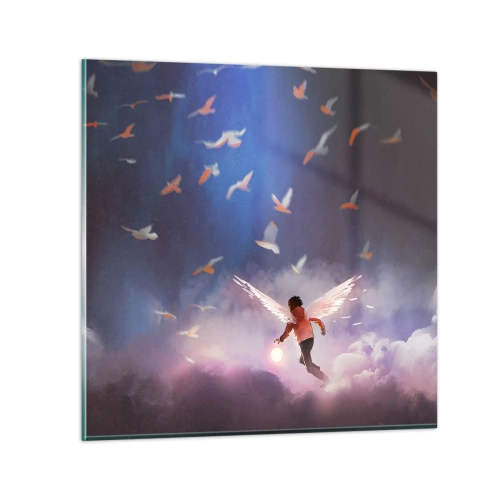 Tablou pe sticlă - Este nevoie de imaginație și curaj - 30x30 cm