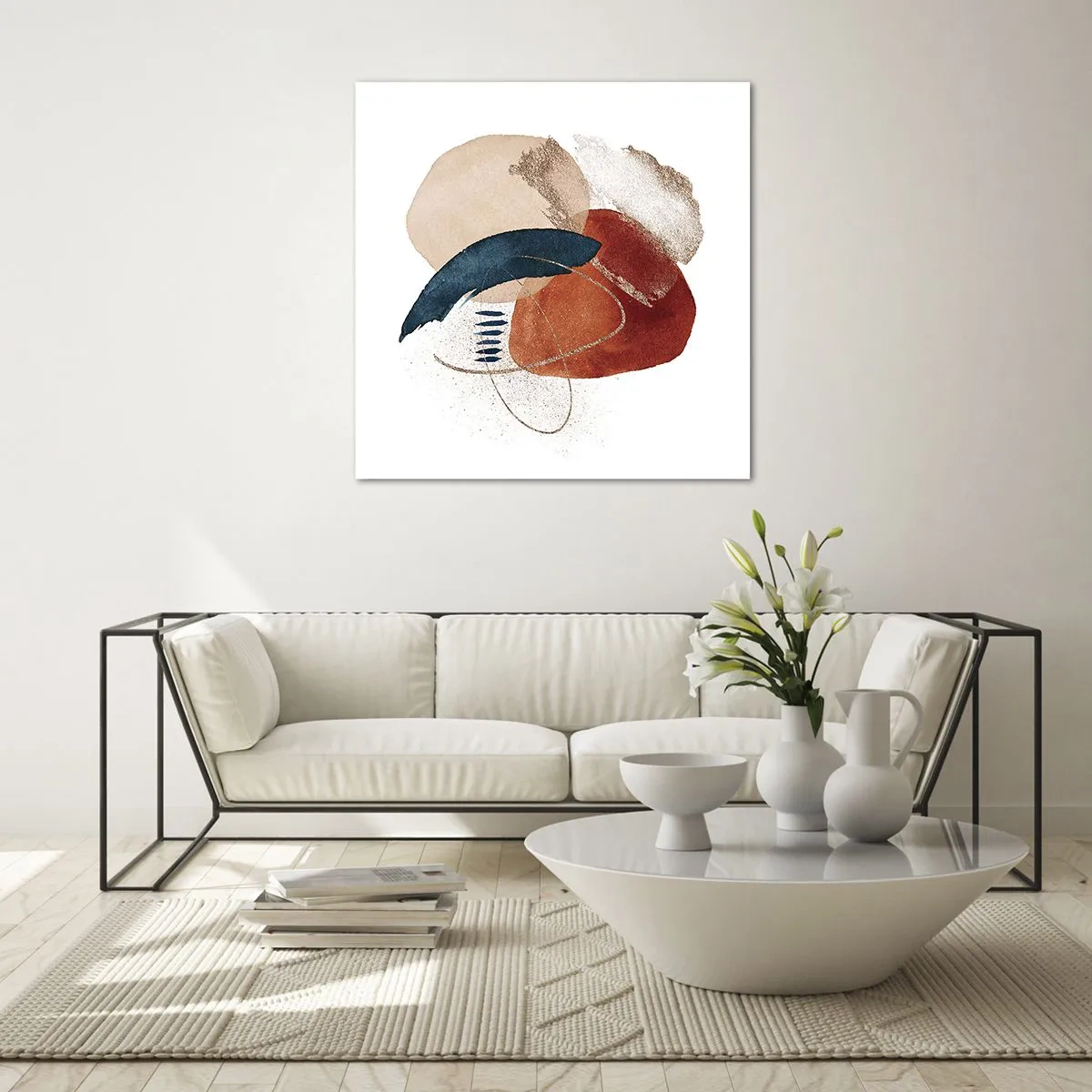Tablou pe sticlă - Compoziție ovală - 70x70 cm