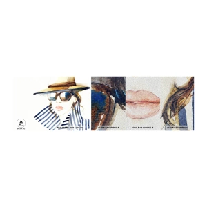 Mostră tapet Premium Sand - Bun venit la Florida! - Chipul de femeie, Portretul unei femei, Modă - 100x30 cm