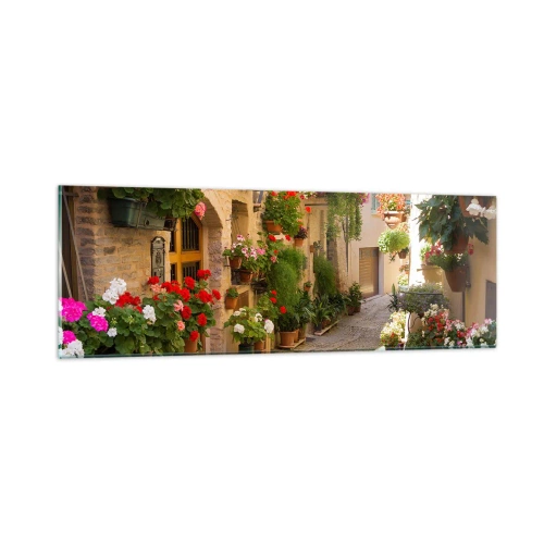 Tablou pe sticlă - Într-un potop de flori - 90x30 cm