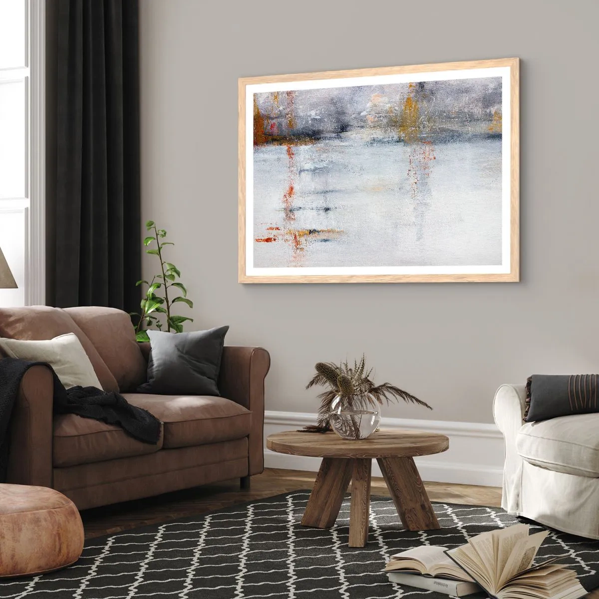 Poster în ramă de stejar deschis - În spatele cortinei de aer - 91x61 cm