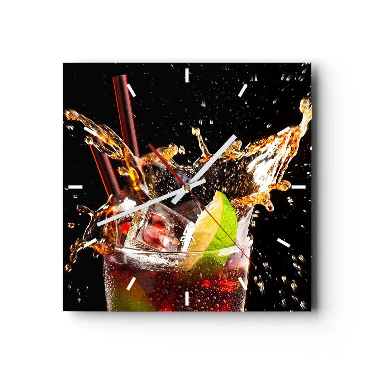 Ceas de perete - Ceas pe sticlă - Bucurie și energie colorată - 30x30 cm