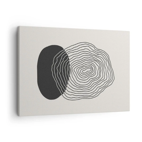 Tablou pe pânză Canvas - Model abstract cu linii și forme în alb și negru - 70x50cm - Persistență și vibrațiile - Decorațiune modernă pentru perete pentru living și dormitor ARTTOR