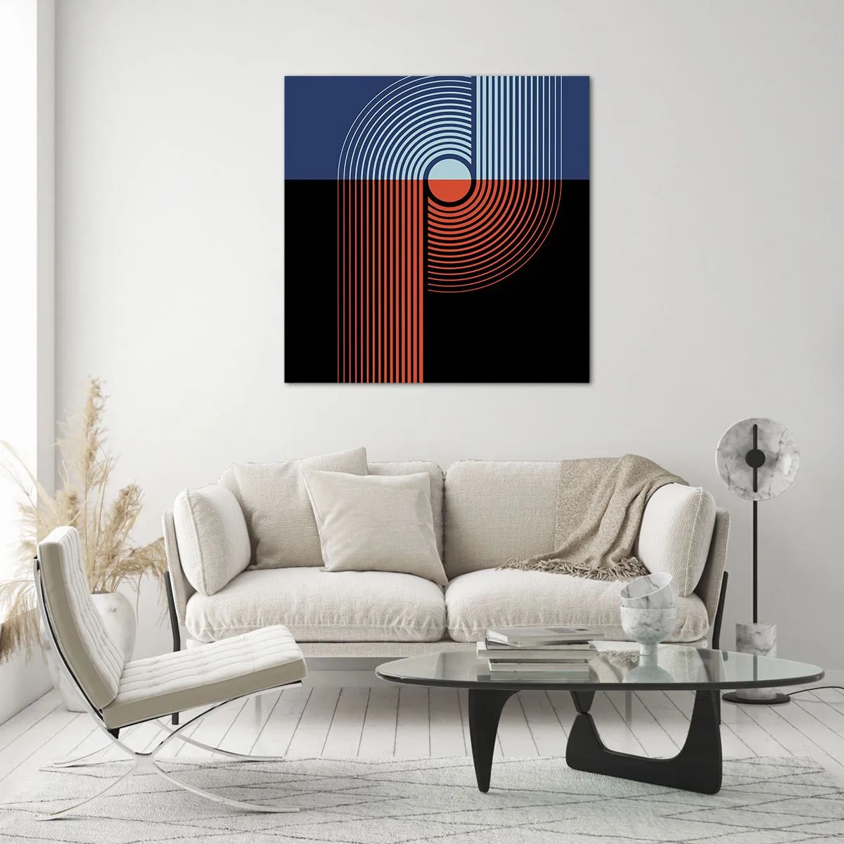 Tablou pe sticlă - Într-o îmbrăţişare geometrică - 40x40 cm