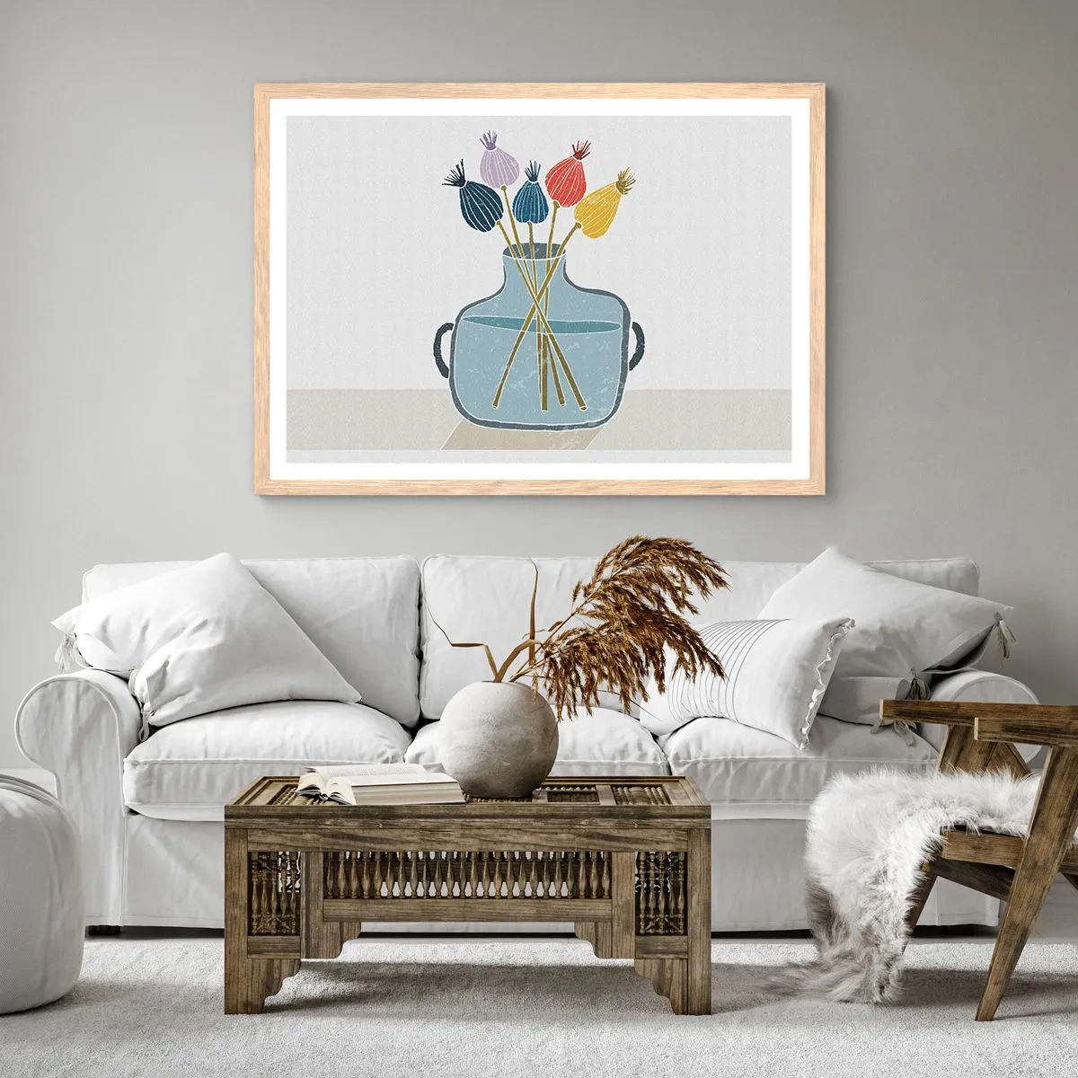 Poster în ramă de stejar deschis - Paparune sau maci? - 100x70 cm