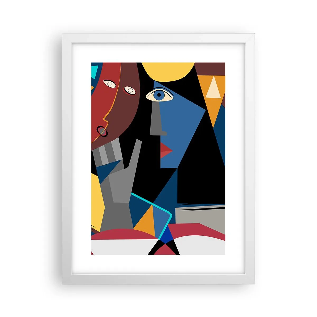 Poster în ramă albă - Discuția cubiștilor - 30x40 cm
