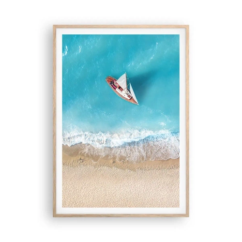 Poster în ramă de stejar deschis - La frontieră dintre albastru și auriu - 70x100 cm