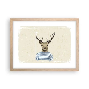 Poster în ramă de stejar deschis - Pentru că îmi plac cămășile cu dungi! - 40x30 cm