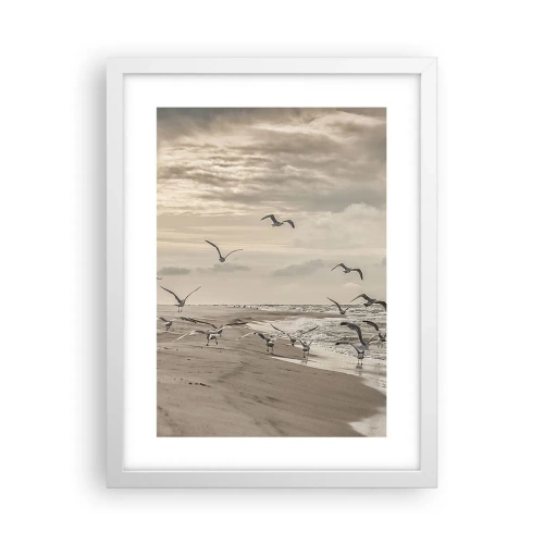 Poster în ramă albă - Marea zumzăie, păsările cântă - 30x40 cm