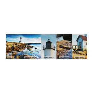 Mostră tapet Premium Sand - Întoarce-te acasă fericit, te aștept cu nerăbdare - Peisaj, Far, Oceanul Atlantic - 100x30 cm