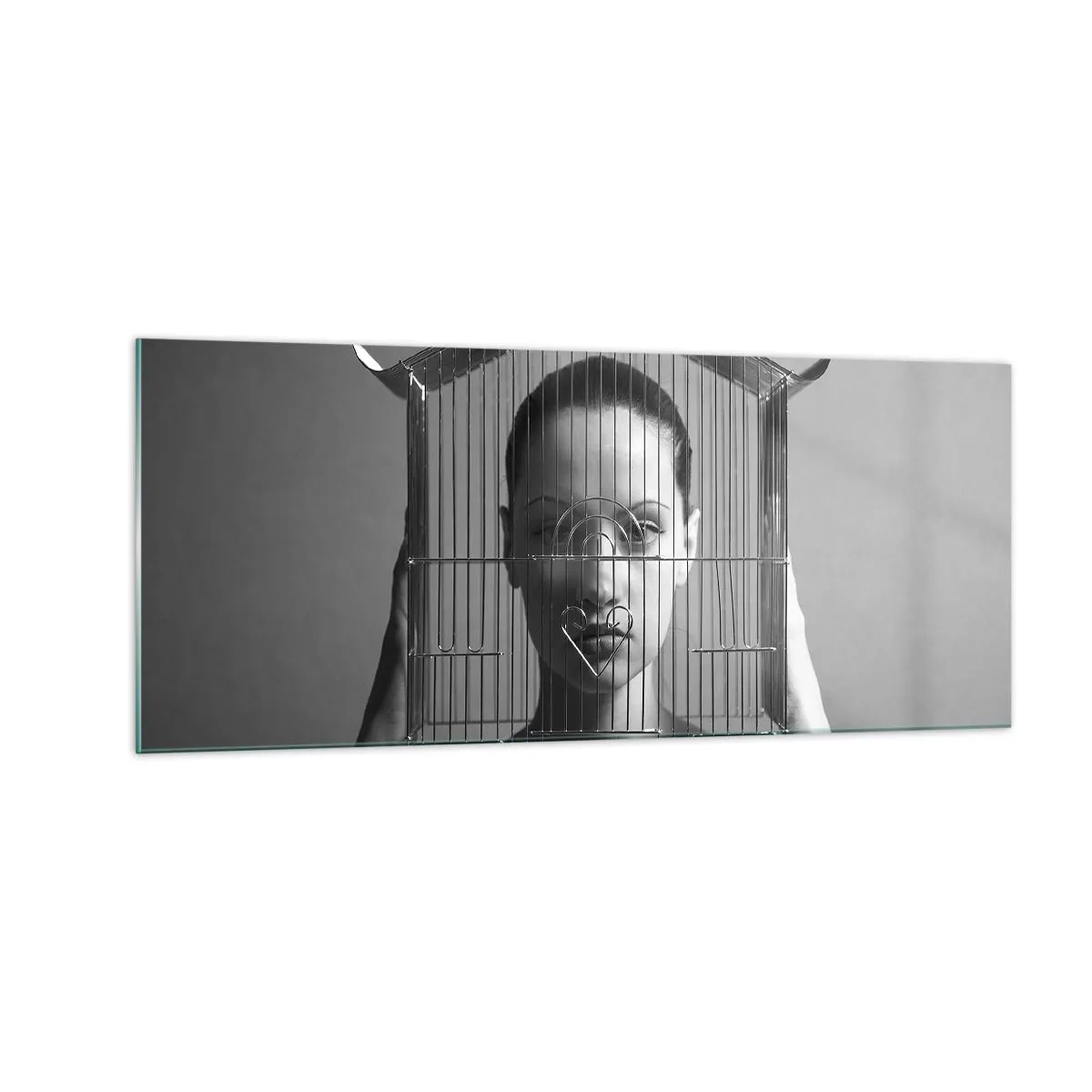 Tablou pe sticlă - Un portret oarecum suprarealist - 100x40 cm