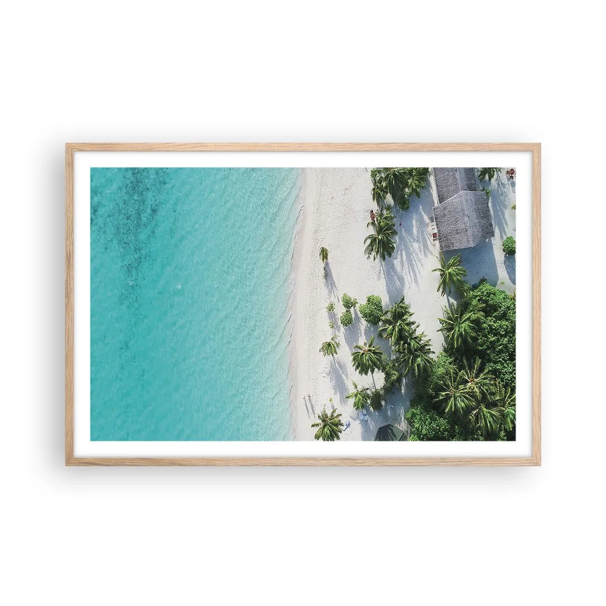 Poster în ramă de stejar deschis - Vacanță în paradis - 91x61 cm