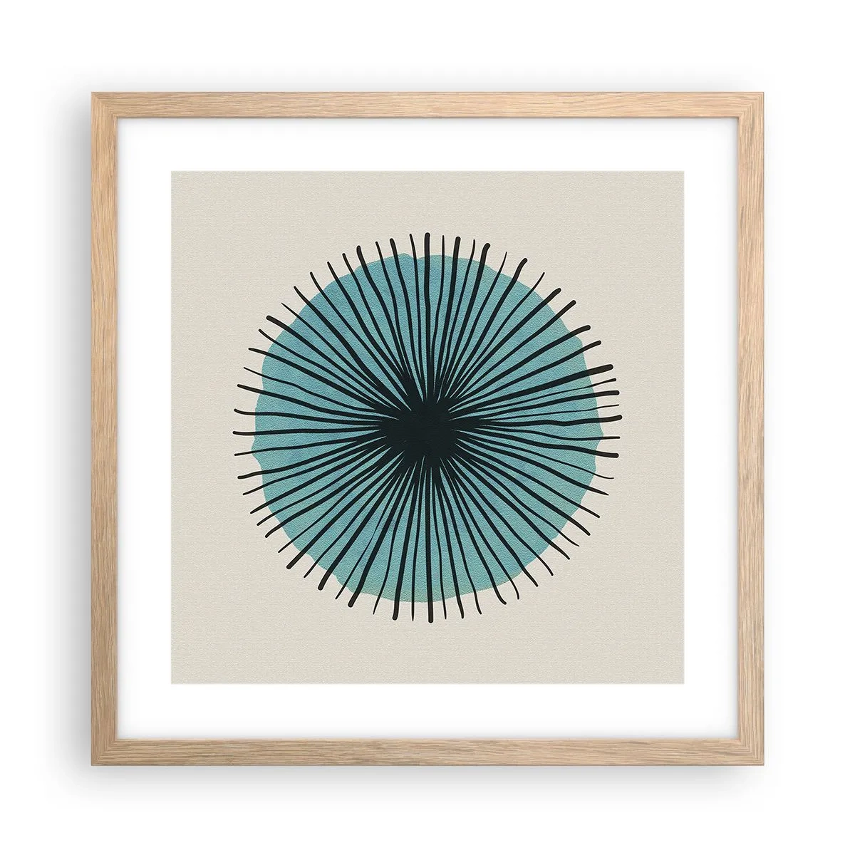 Poster în ramă de stejar deschis - Radiant pe albastru - 40x40 cm