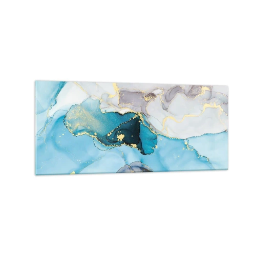 Tablou pe sticlă - Un studiu al întâlnirii dintre gri și turcoaz - 120x50 cm