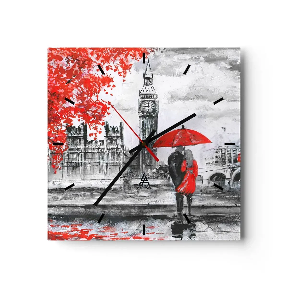 Ceas de perete - Ceas pe sticlă - Îndrăgostit de Londra - 30x30 cm