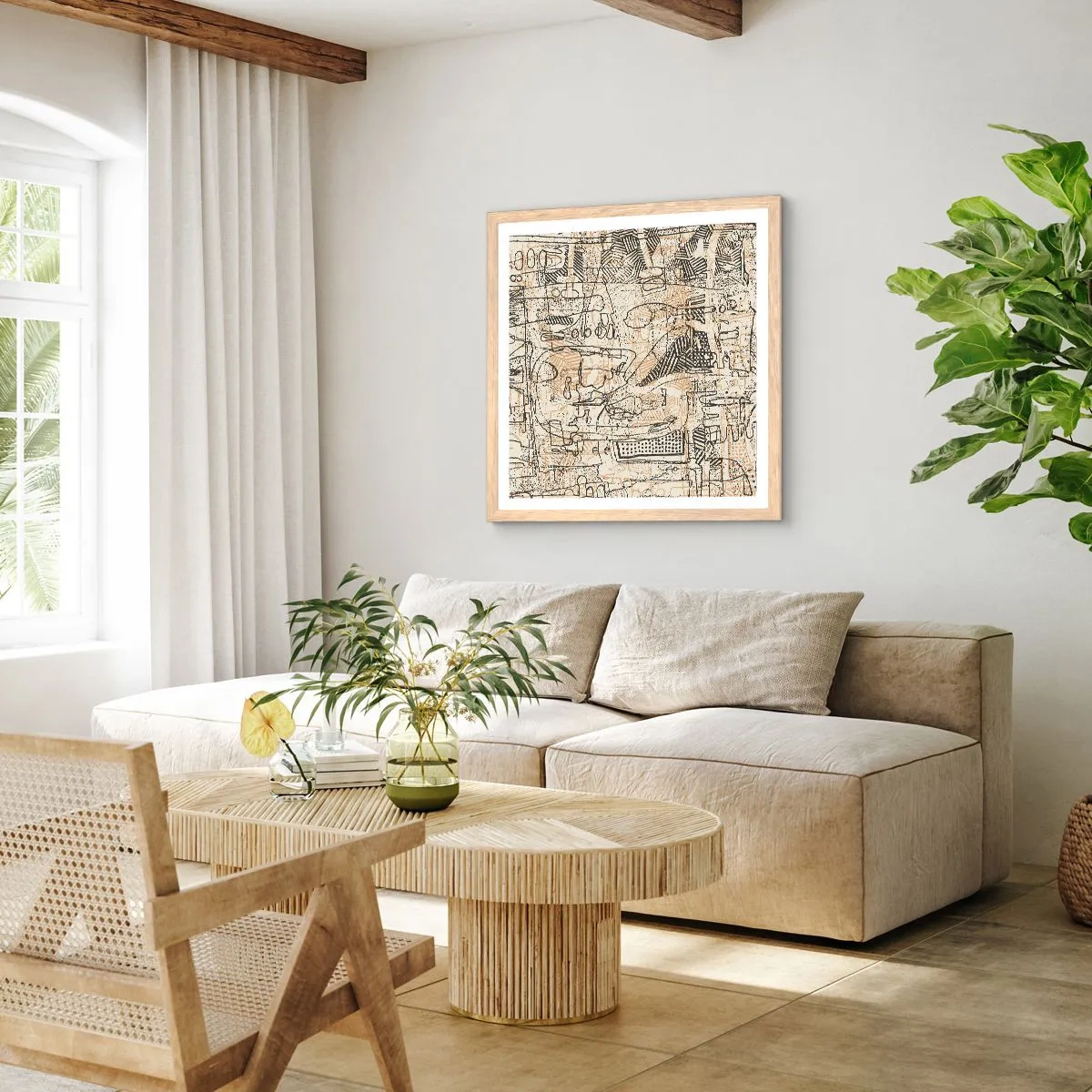 Poster în ramă de stejar deschis - Așteaptă să fie descifrat - 50x50 cm