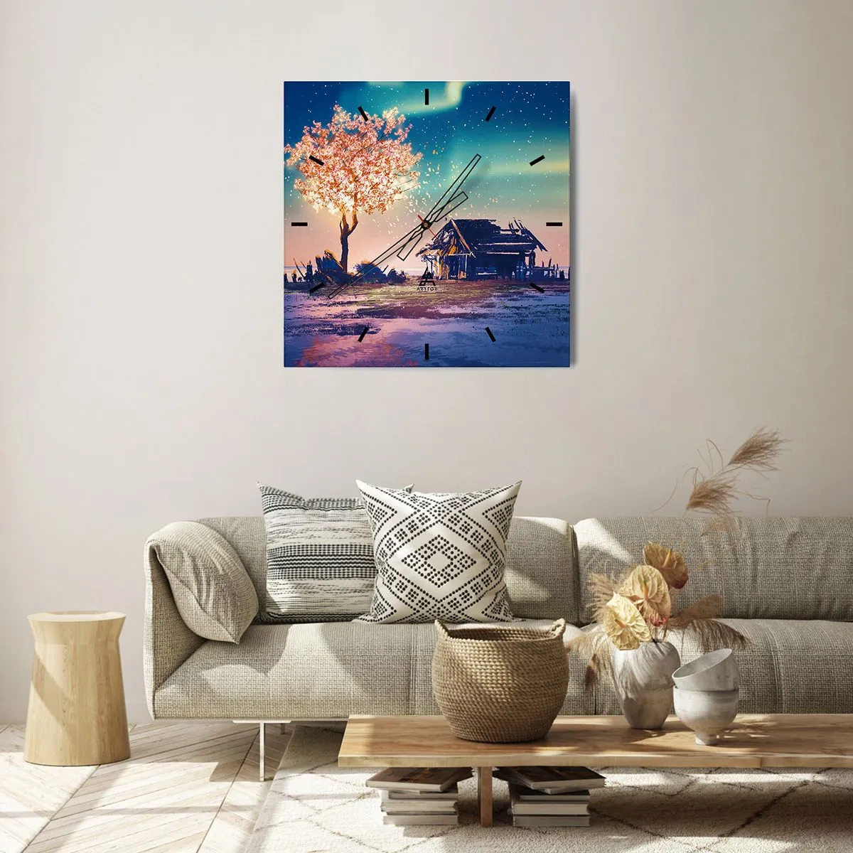 Ceas de perete - Ceas pe sticlă - Natura nu trece - 40x40 cm